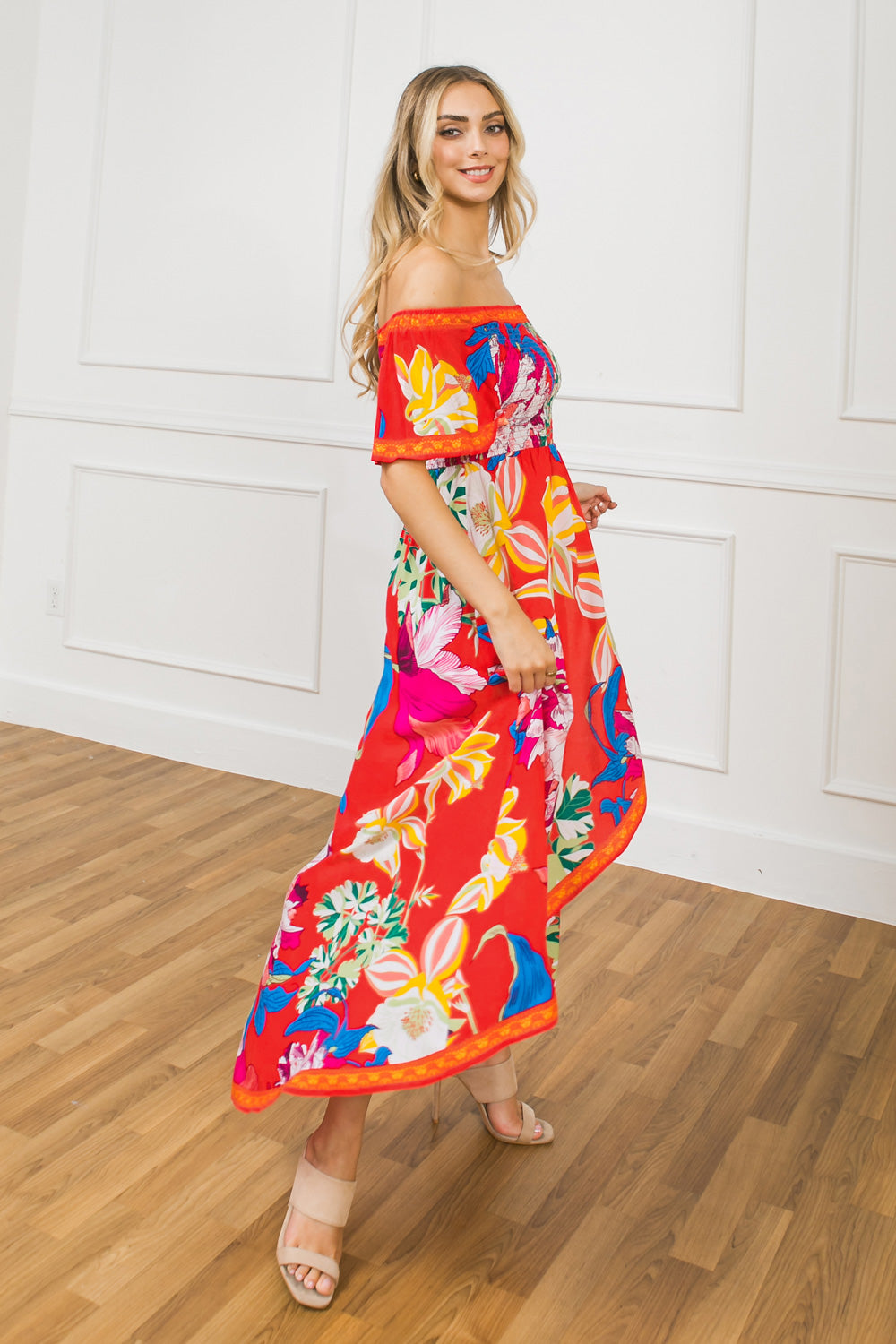 STEALING SUNSHINE FLORAL HI-LO DRESS Flying Tomato